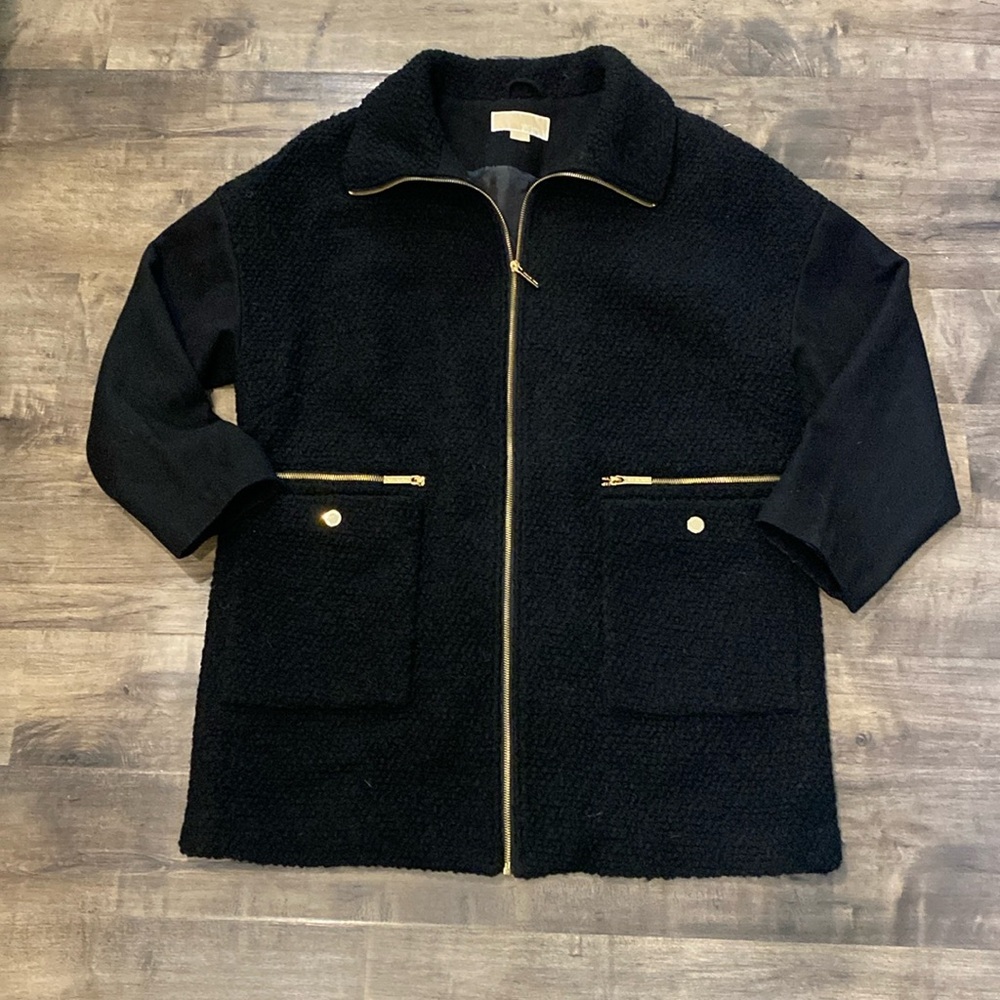 Michael Kors Wool Black Fold Boucle Jacket